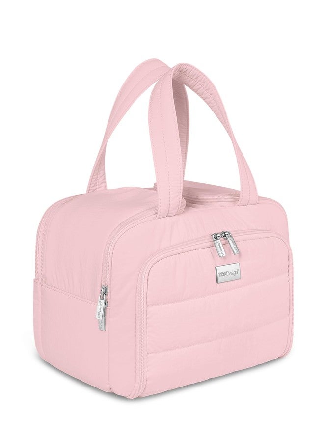 TOPDesign Travel Toiletry Bag for Women, Puffer Large Toiletry Bag, Lightweight Cosmetic Makeup Organizer with Handle for Traveling, Accessories, Essentials, Toiletries (Baby Pink) - Image 1